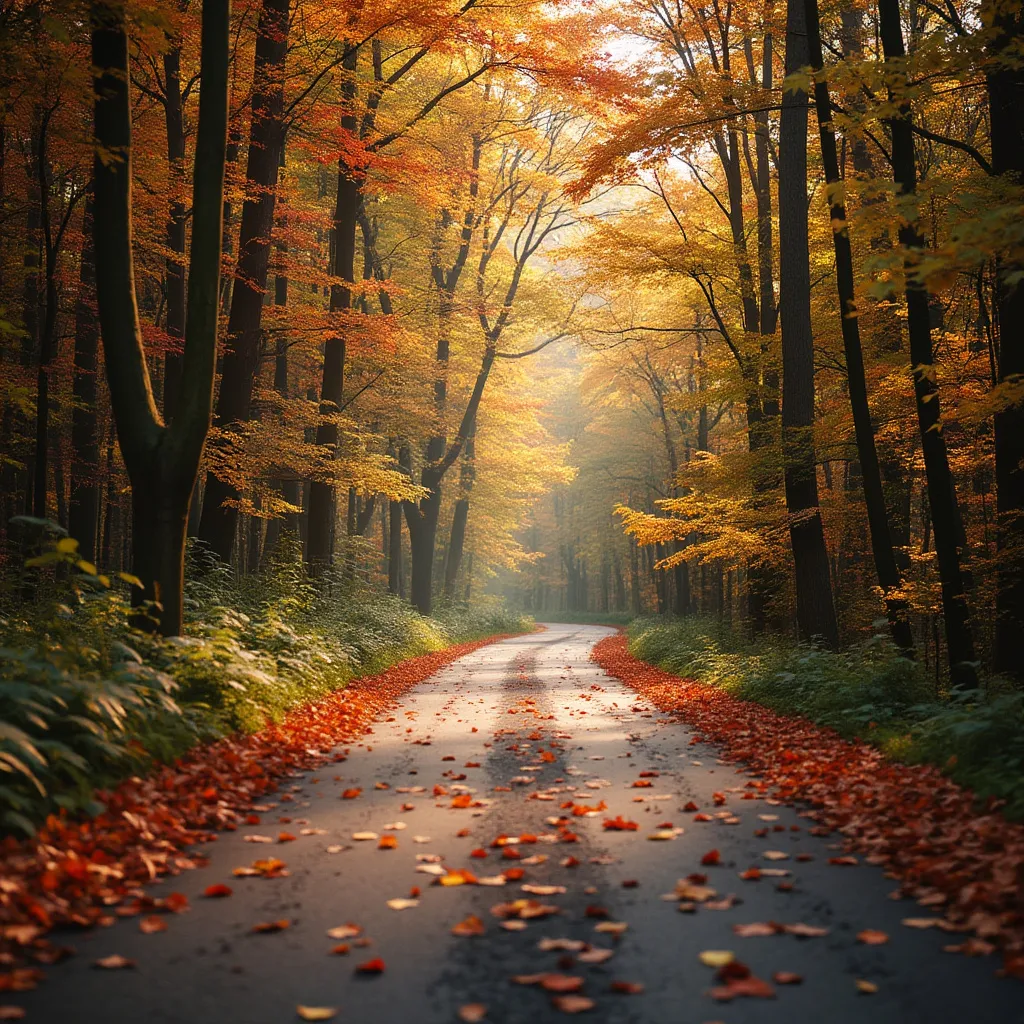 Klidná lesní cesta na podzim